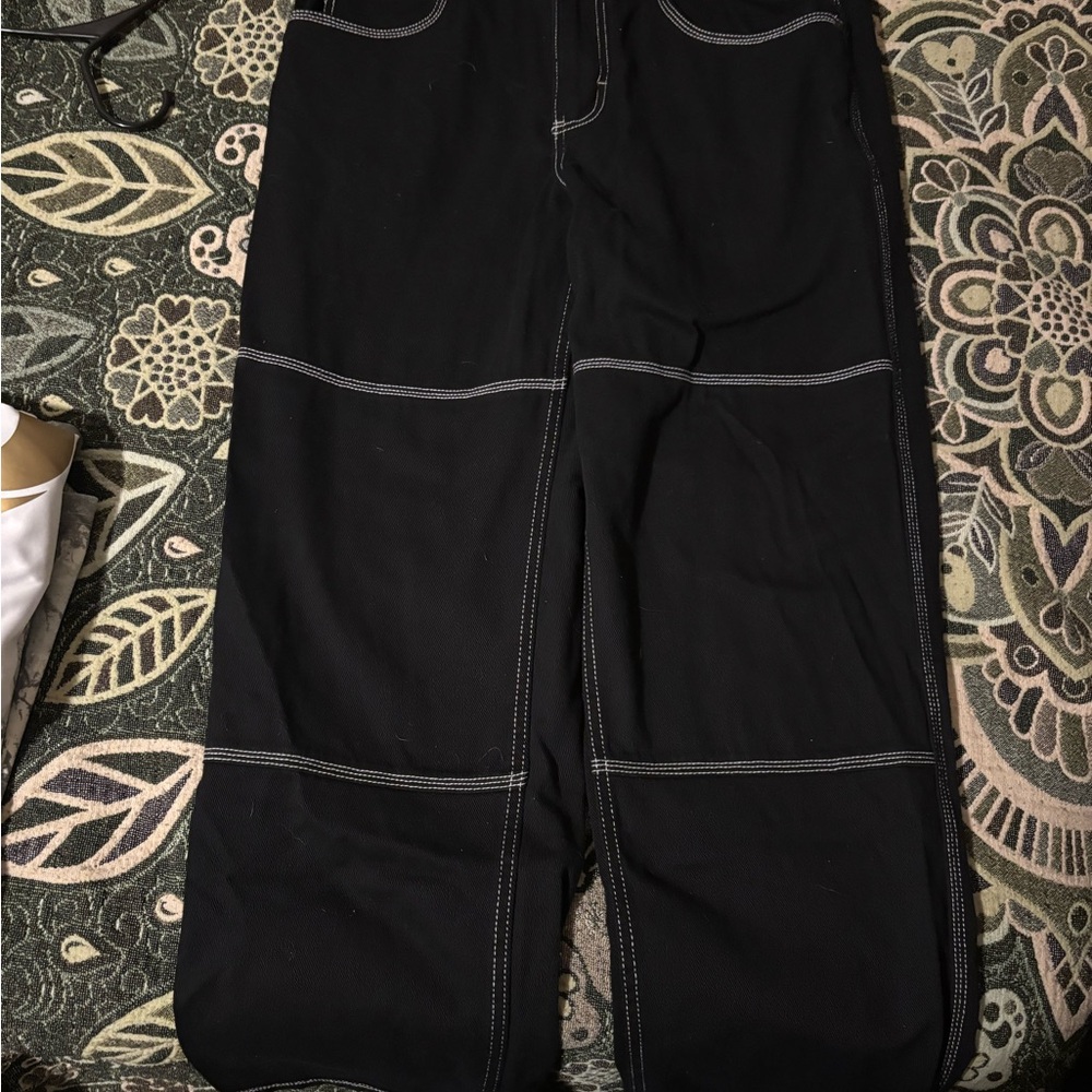 Zumiez Black Pants with White Stitching
